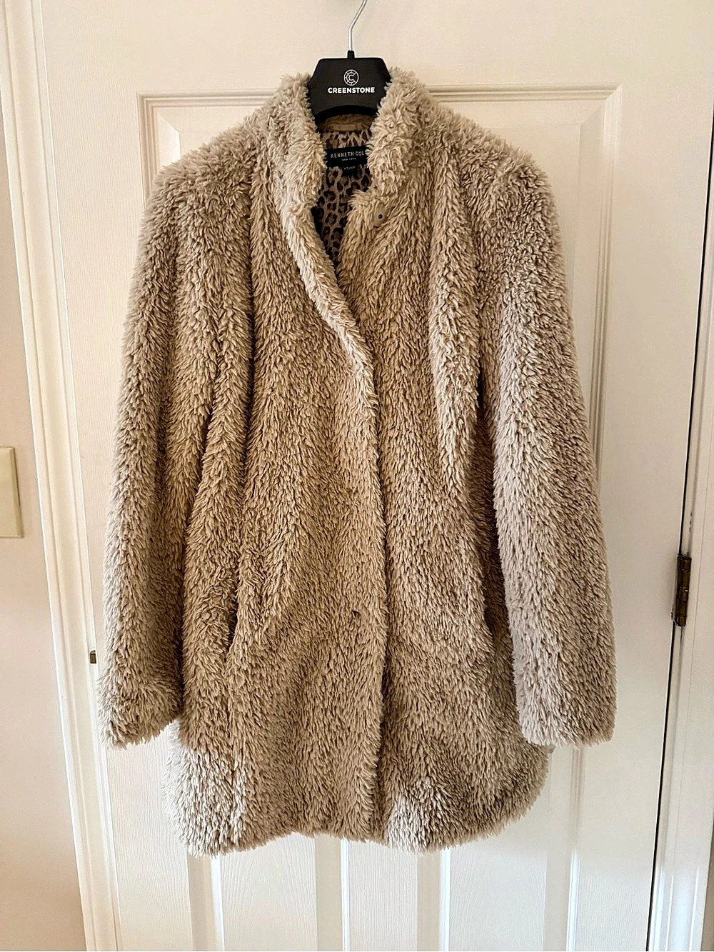 Kenneth Cole Teddy Coat Leopard Lining XS/S Like New